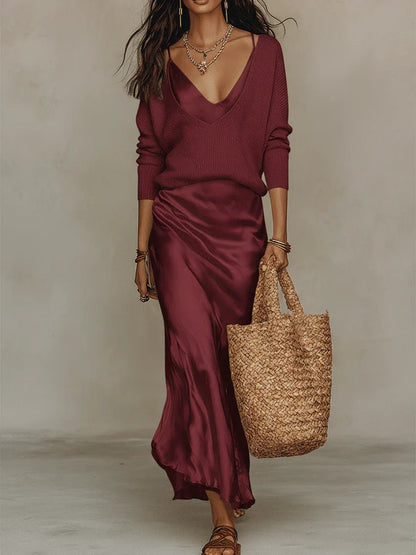 Anaïs – Elegante vestido midi de satén