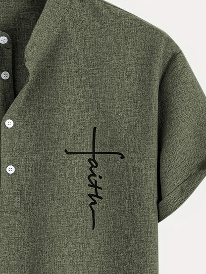 Camisa elegante de manga corta y cuello alto