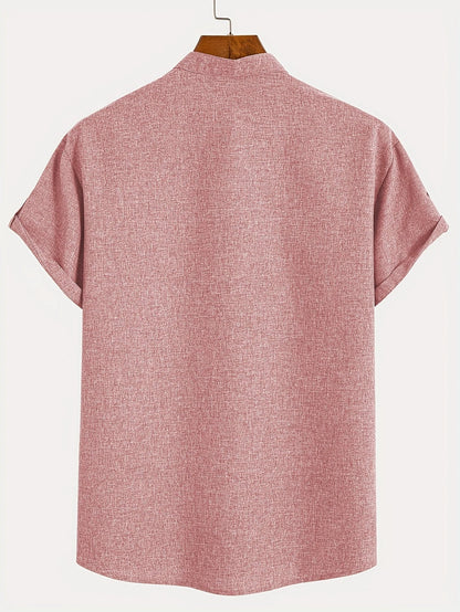 Camisa elegante de manga corta y cuello alto