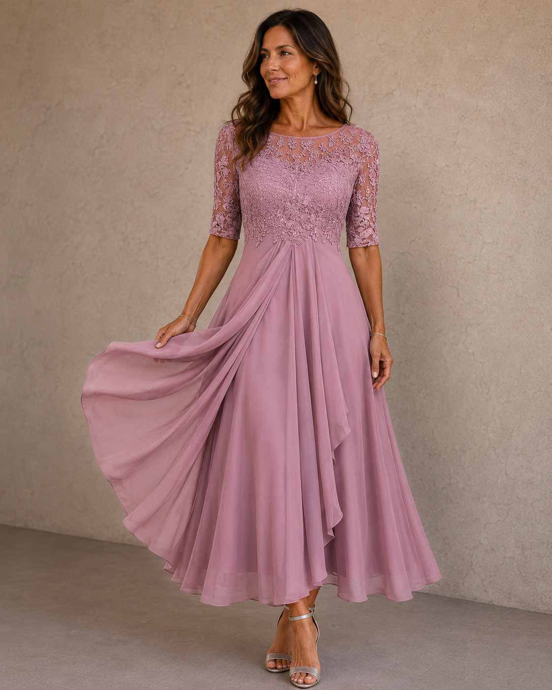 Abella™ | Vestido de encaje y gasa