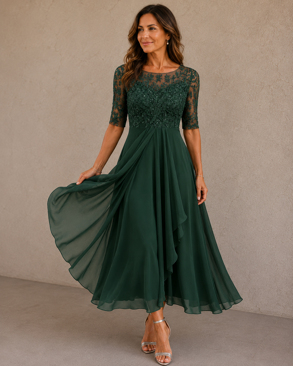 Abella™ | Vestido de encaje y gasa