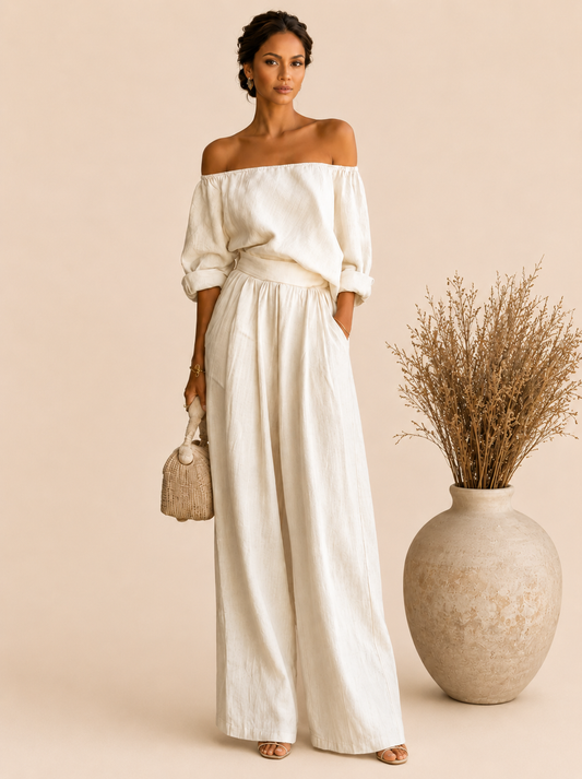 Conjunto exclusivo con efecto de tela para un verano con estilo