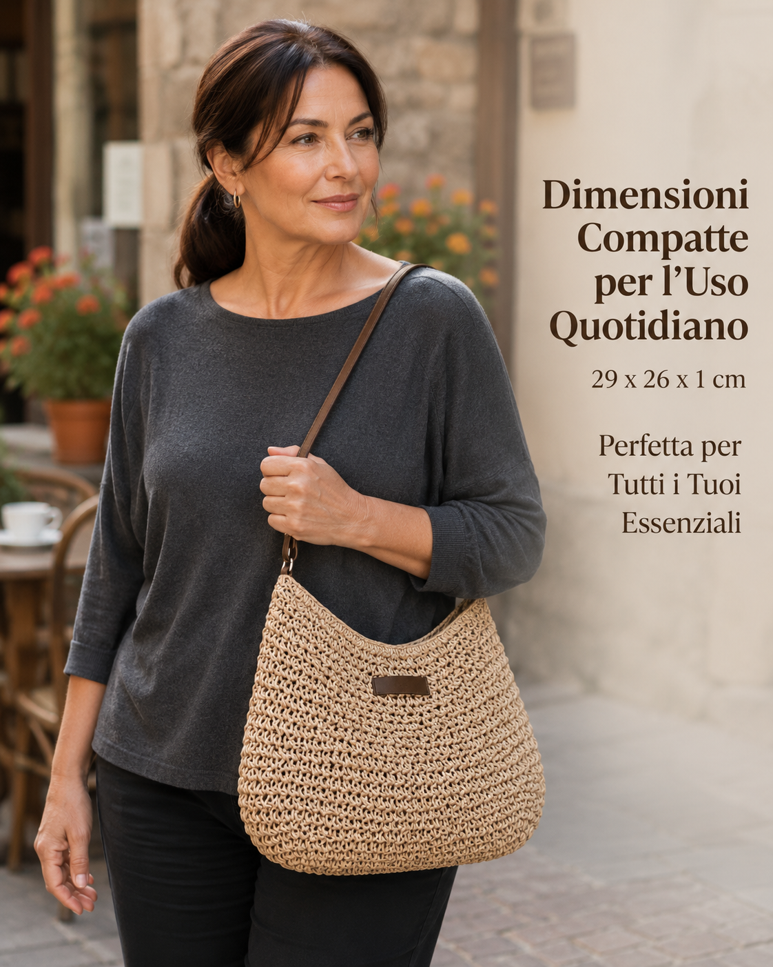 Dina | Bolso trenzado elegante - Marrón oscuro