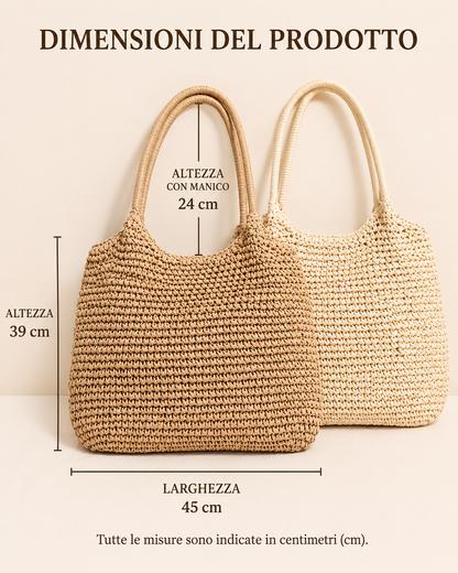 Manuela | Bolso bandolera de paja trenzada - Natural claro