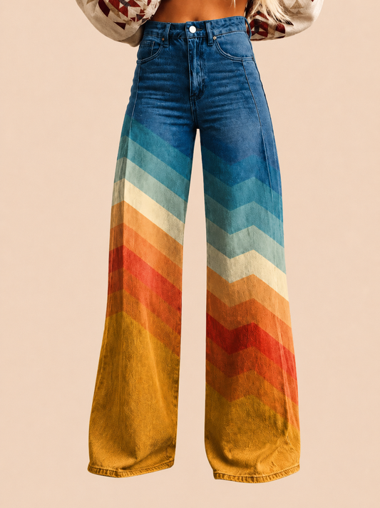 Pantalones retro elegantes de zigzag