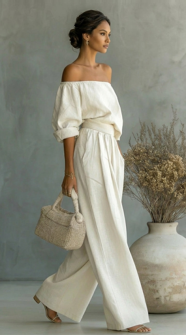 Conjunto exclusivo con efecto de tela para un verano con estilo