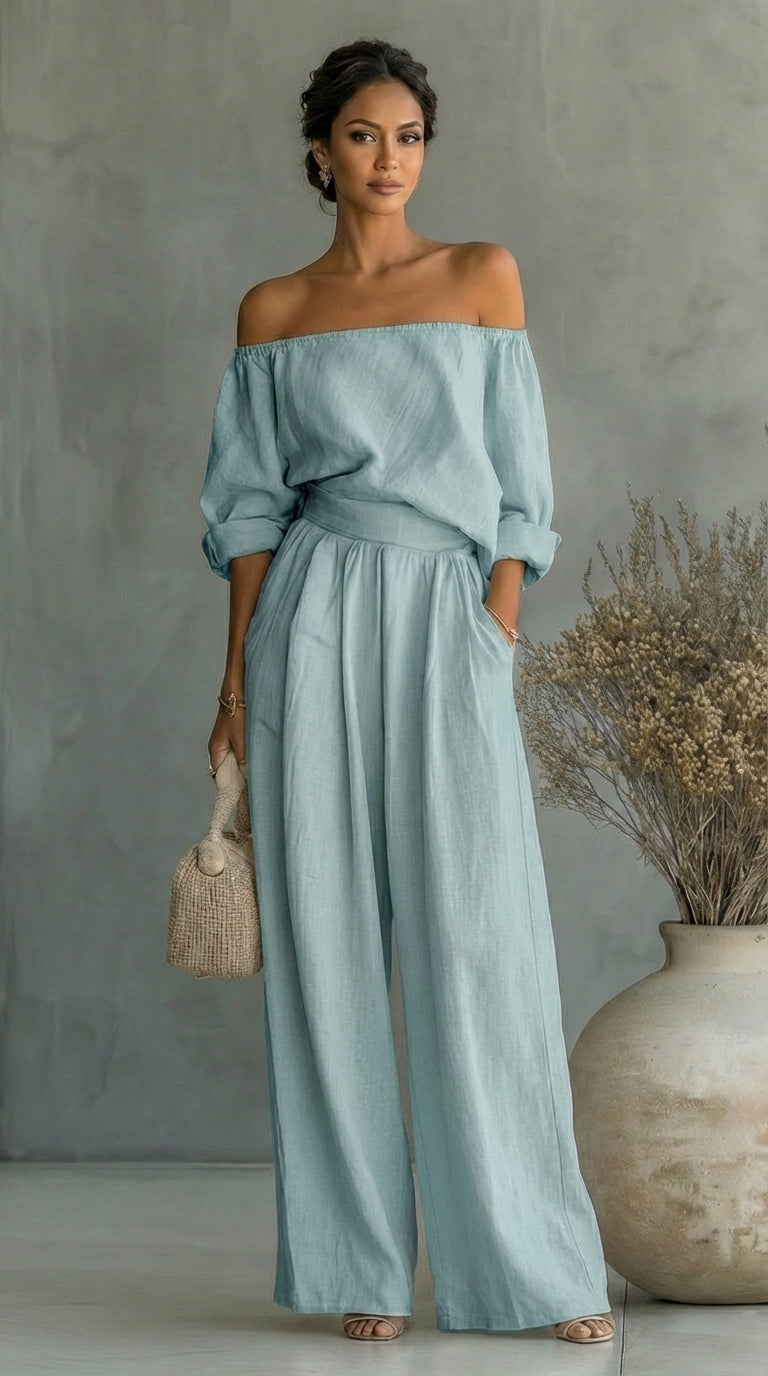 Conjunto exclusivo con efecto de tela para un verano con estilo