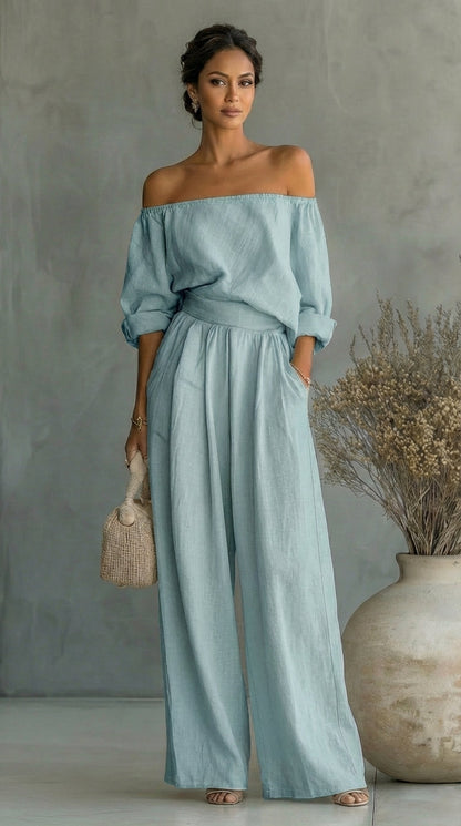 Conjunto exclusivo con efecto de tela para un verano con estilo