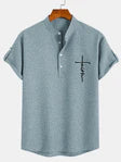 Camisa elegante de manga corta y cuello alto