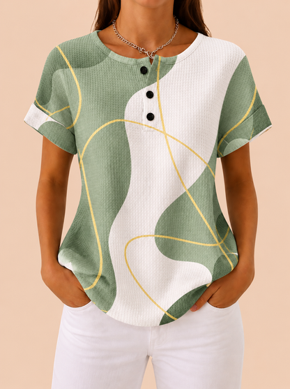Blusa informal con bloques de color
