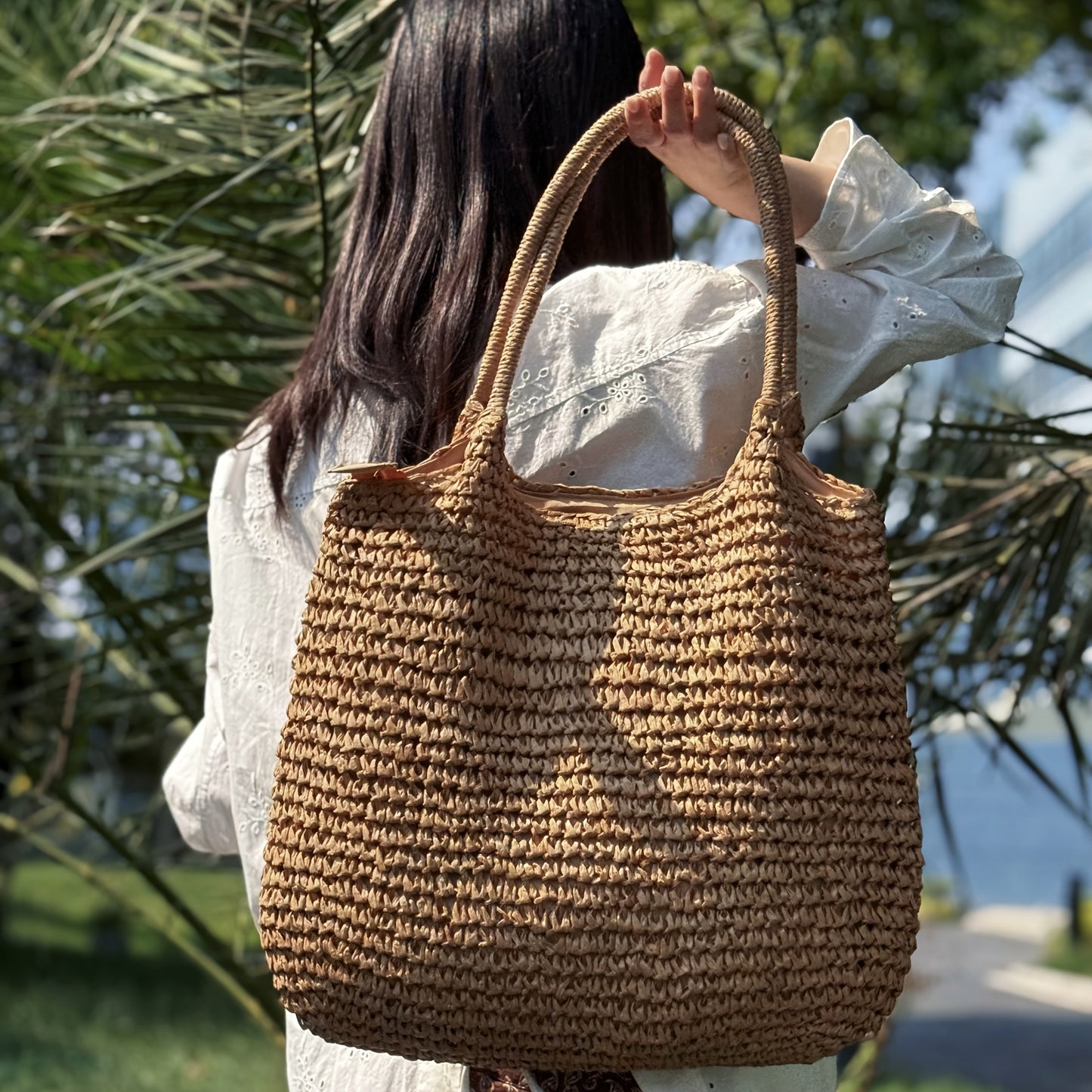 Melissa | Bolso bandolera de paja trenzada - Camel claro