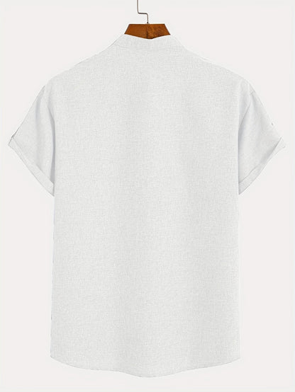 Camisa elegante de manga corta y cuello alto