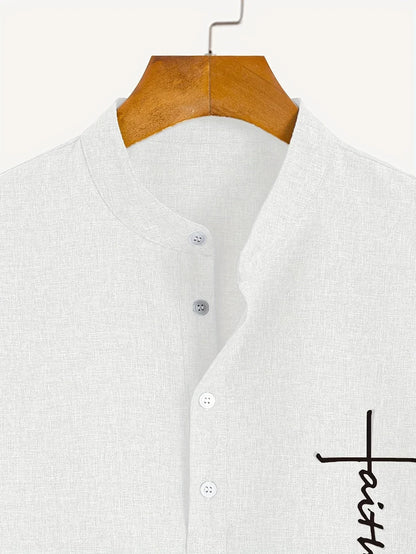 Camisa elegante de manga corta y cuello alto