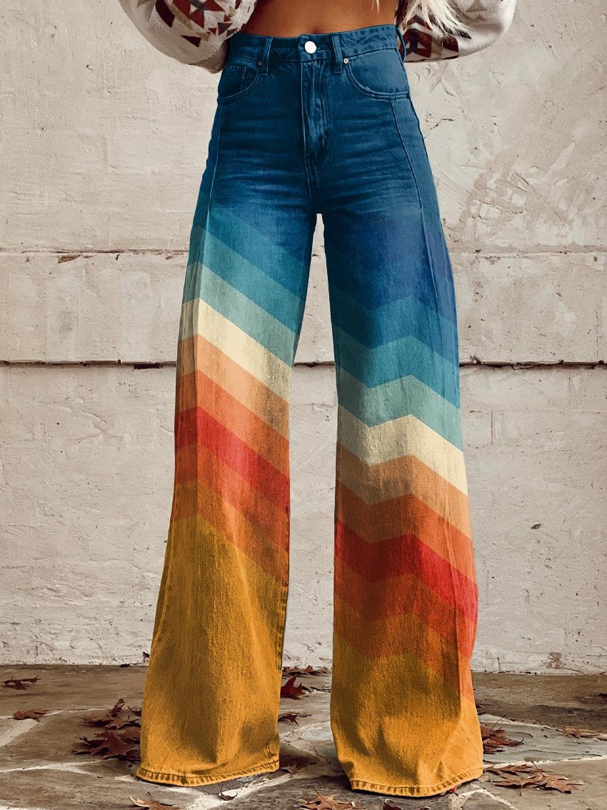 Pantalones retro elegantes de zigzag
