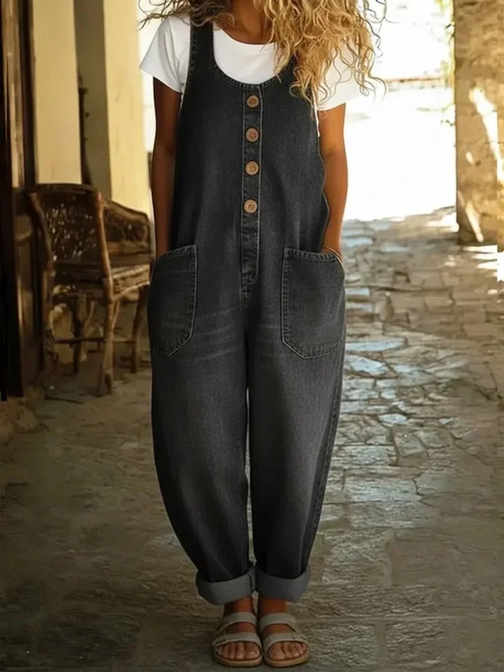 Ruth™ | Peto de denim de algodón con lavado vintage
