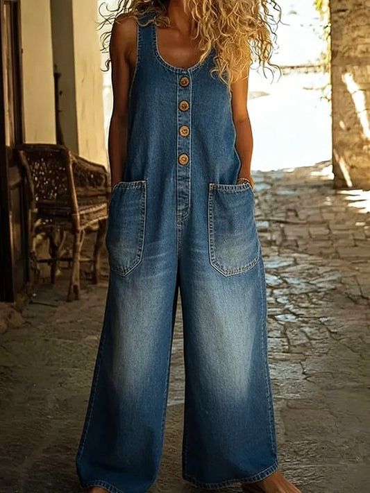 Ruth™ | Peto de denim de algodón con lavado vintage